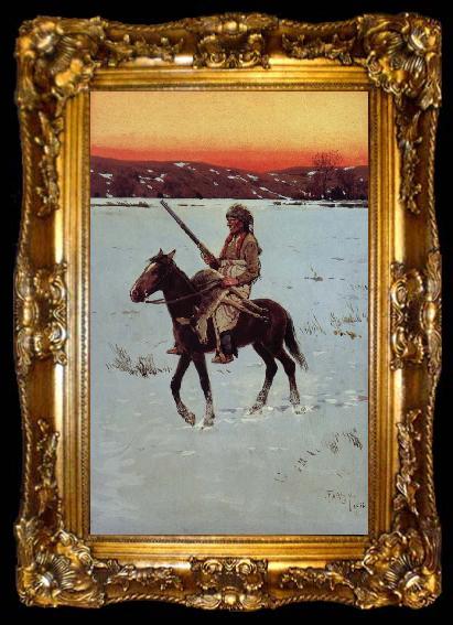 framed  Henry F. Farny Indian Returning from the Hunt, ta009-2